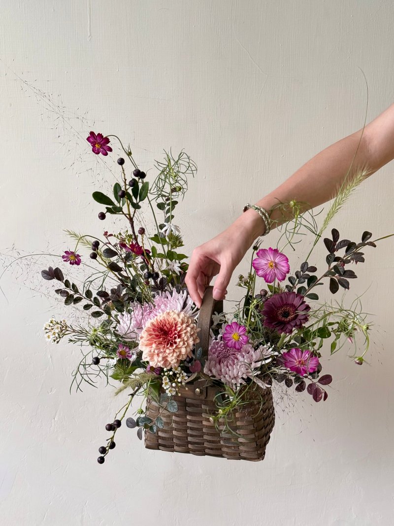 色とりどりの菊、生花アレンジメント - 観葉植物 - 寄せ植え・花 ピンク