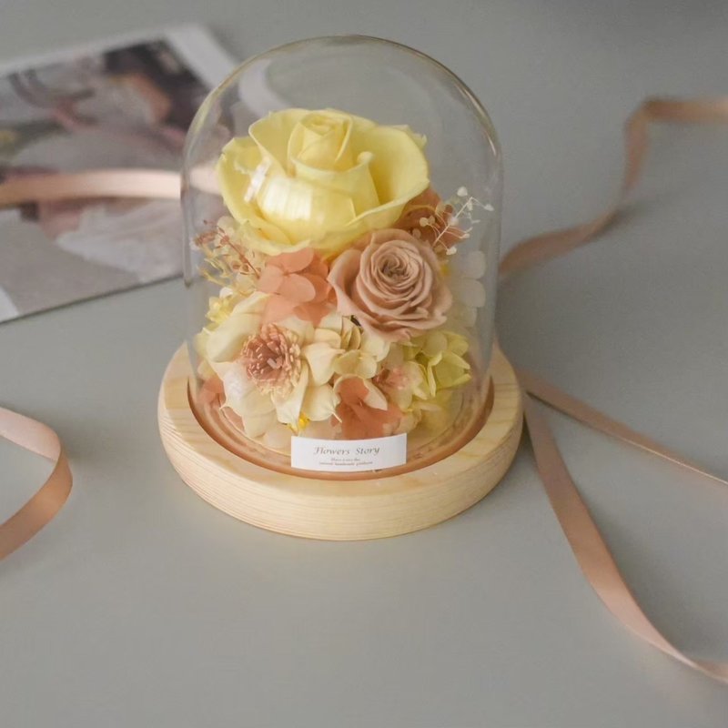 /Orange Night Light Cup Cover/Birthday Night Light Preserved Flowers Dried Flowers Bridesmaid Ceremony Teacher’s Day Valentine’s Day - ช่อดอกไม้แห้ง - พืช/ดอกไม้ สีส้ม