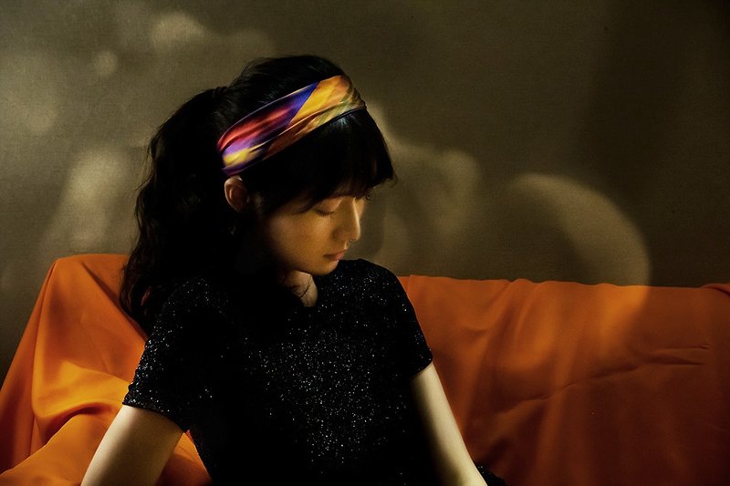 French Romance Movie Mood La Palette Rainbow Silk Scarf Headband Made in Japan - Headbands - Silk Multicolor