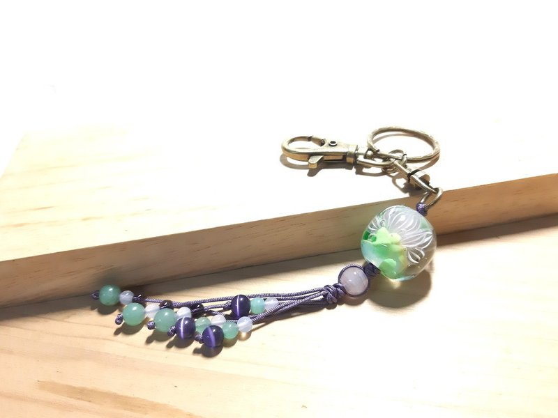 Grapefruit Forest Glass-Water Blossoms After Rain- Lotus- Key Ring / Bag Charm - Keychains - Colored Glass Multicolor