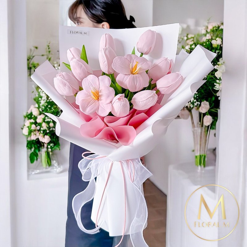 荷蘭鬱金香許願花園香水花束 (贈送5ml香氛油) - 乾燥花/永生花 - 植物．花 黃色