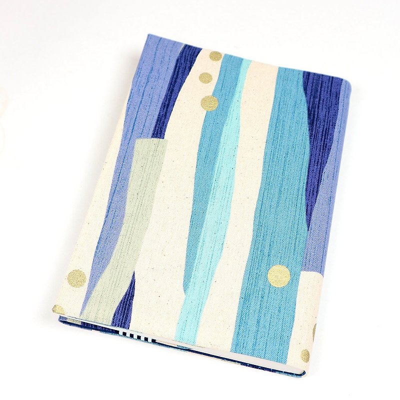 A5 Adjustable Mother's Handbook Cloth Book Cover - Bronzing Lines (Blue) - ปกหนังสือ - ผ้าฝ้าย/ผ้าลินิน สีน้ำเงิน