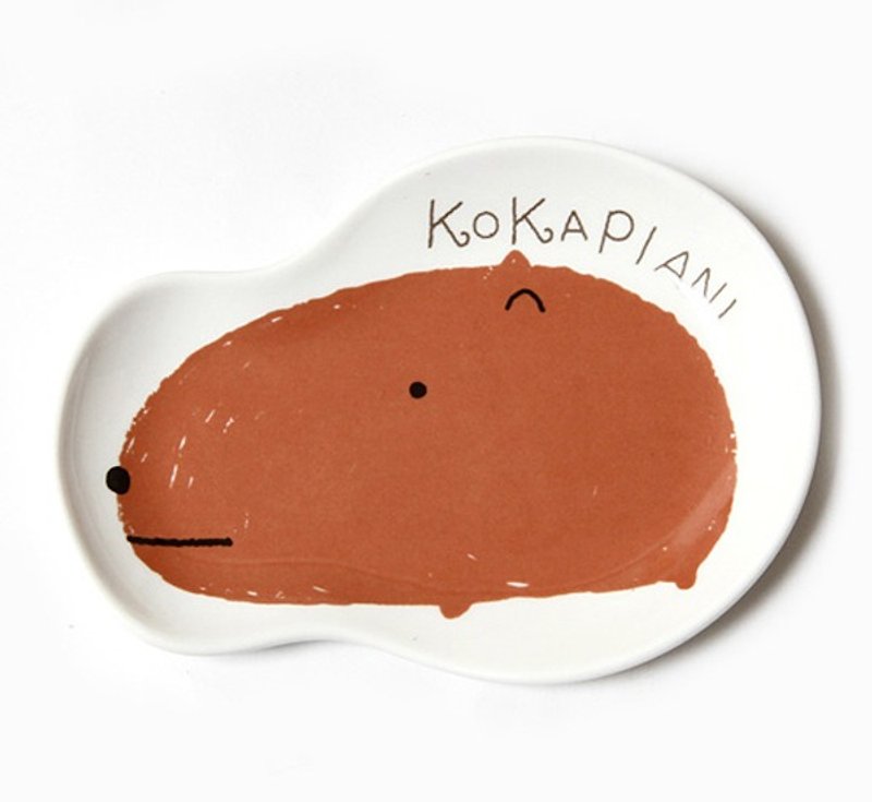 【Kato Izumo】 KAPIBARASAN Dolphin Jun ★ Pizza Jun Style Small dish / shallow dish / small dish / dessert dish / ornament plate (M) - Small Plates & Saucers - Porcelain Brown