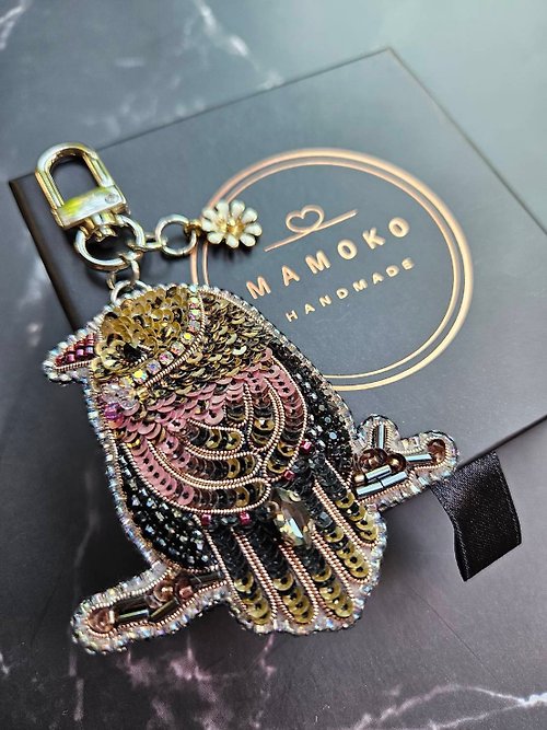 mamoko handmade Pink bird keychain