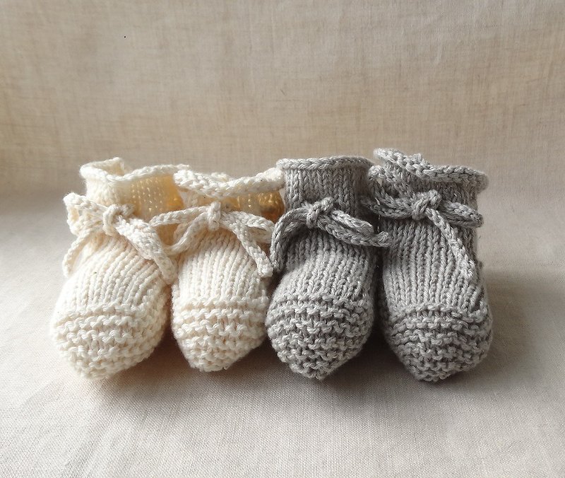 有機棉　寶寶鞋 寶寶襪 兩雙組 棉 246,7 - 彌月禮盒 - 棉．麻 灰色