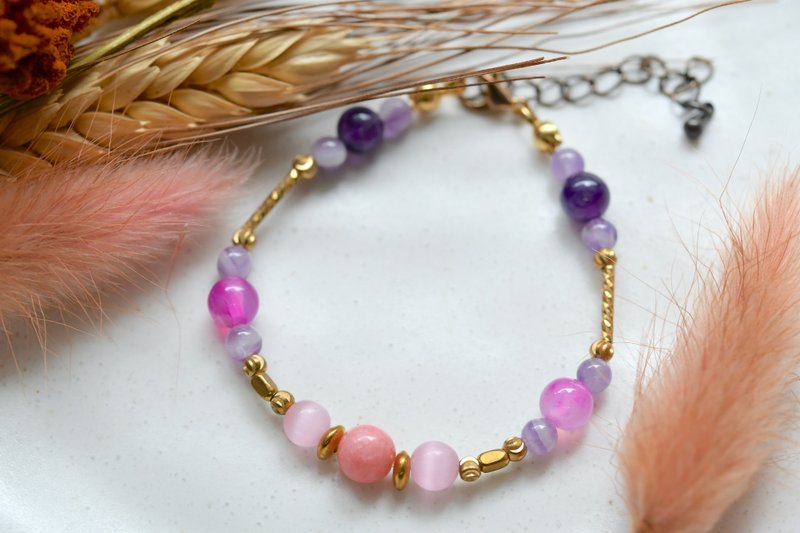 バブル│ピンクコーラルピンクパープルクリスタルX X X石 a a bracelet braceletブレスレット<イエロー>│ - ブレスレット - 銅・真鍮 ピンク