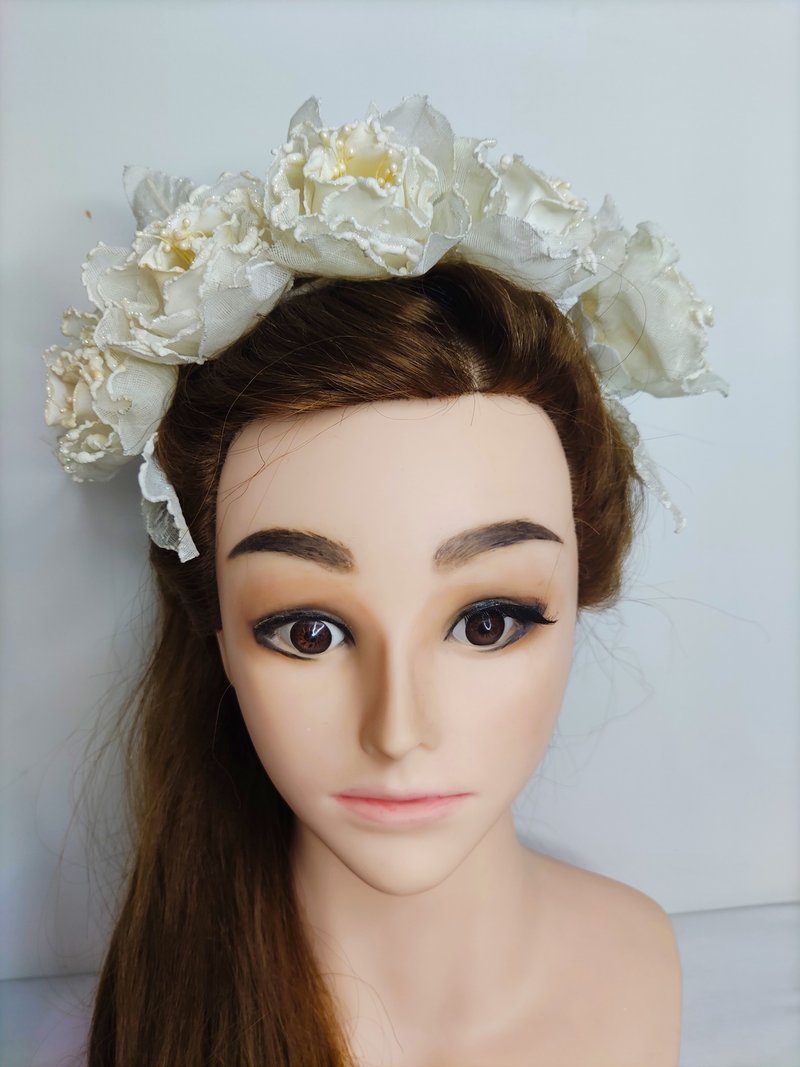 小眾訂製服裝配件/花仙子/蕾絲花蘿莉塔風Lorita頭飾/髮箍 - 髮夾/髮圈 - 壓克力 白色