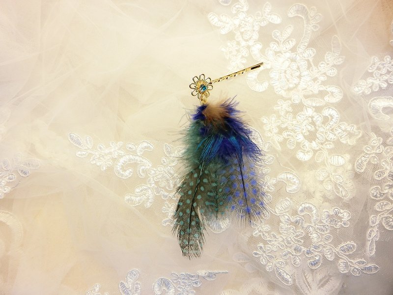 羽毛芭蕾寶石一字夾-C0013-2 - 髮夾/髮飾 - 其他材質 多色