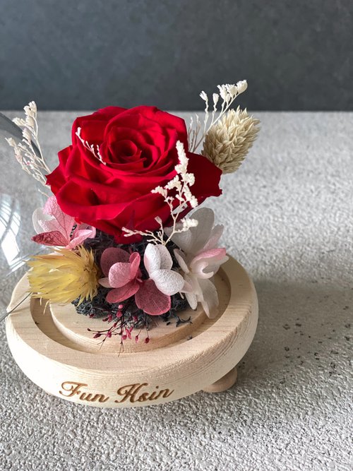 Fun Hsin 凍齡不凋花 夢幻玻璃球 擺飾 客製化禮物 不凋花 乾燥花 桌花 生日禮物