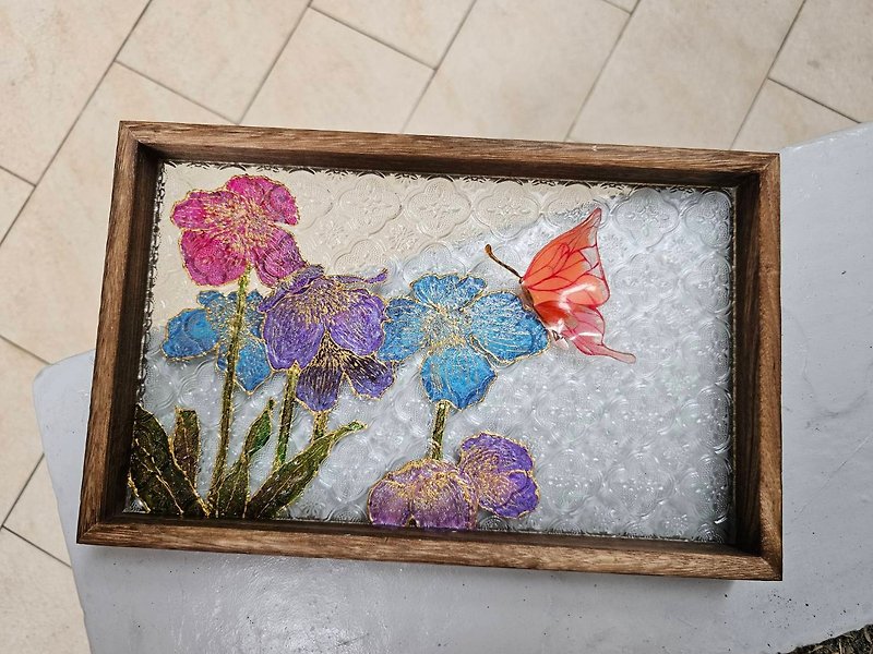 [Lucky Purple Baby] Romantic Garden Mother’s Day Gift Box Glass Painted Ornament Customized Gift - ของวางตกแต่ง - วัสดุอื่นๆ 