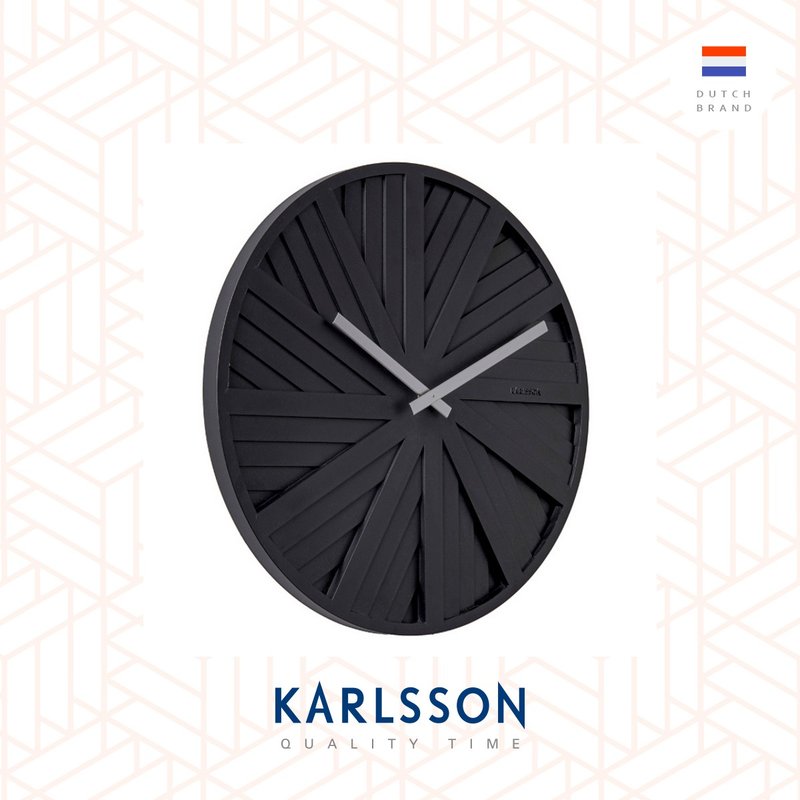 荷蘭Karlsson wall clock 40cm Slides black 設計師掛鐘 - 時鐘/鬧鐘 - 塑膠 黑色