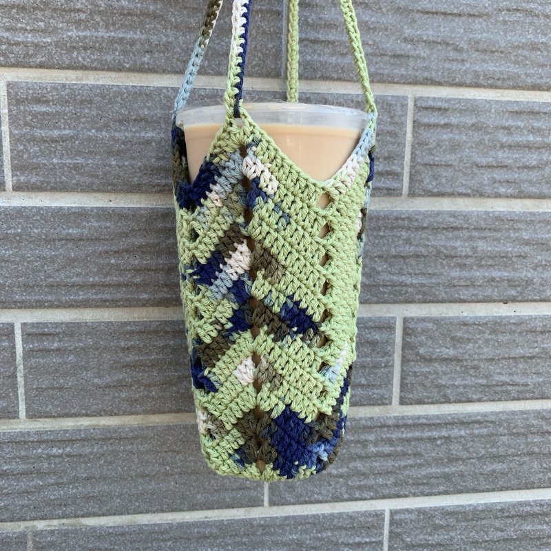 Hand Woven/Beverage Bag Special Space Dyed Green - ถุงใส่กระติกนำ้ - ผ้าฝ้าย/ผ้าลินิน สีเขียว