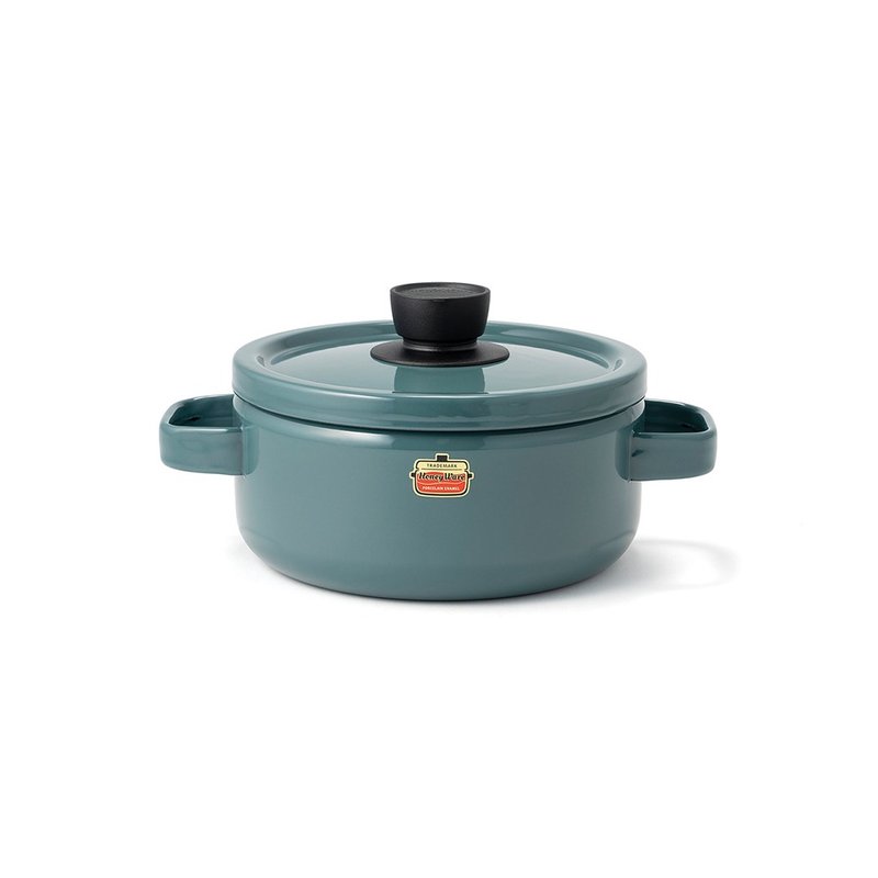 SOLID Serise Enamel Cassrole 20cm with Lid - Somke Blue - เครื่องครัว - วัตถุเคลือบ 