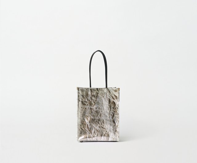 手もみ銀箔 shopper bag mini】トートバッグ/紙袋//持ち手レザー