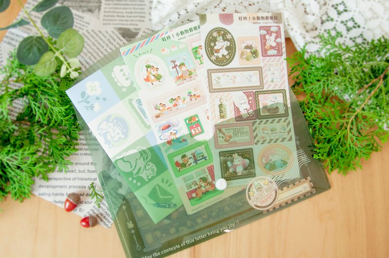 │Little Animal Post Office│kitsunebiyori X Pei+Pei Studio joint set - Stickers - Paper Green