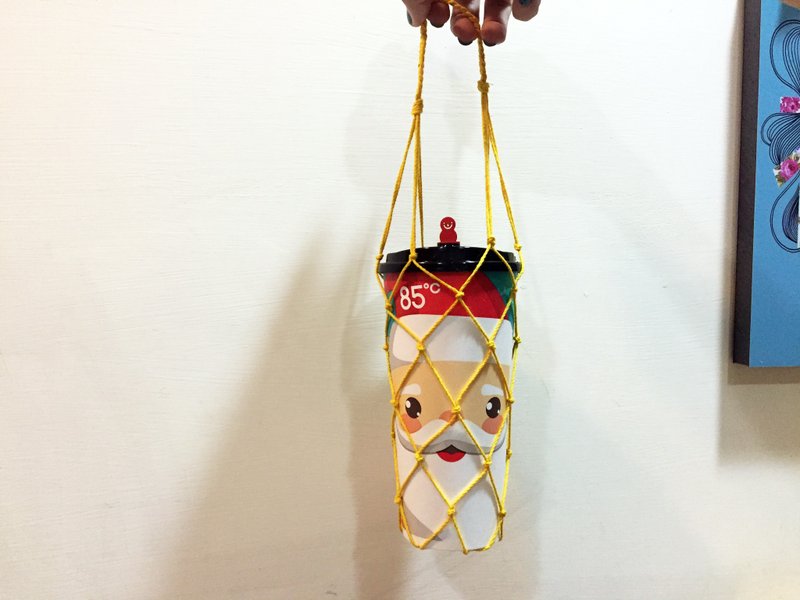 【單提把】網編-單色-飲料杯環保提袋【棉繩8色可挑】 - 飲料提袋/杯套 - 棉．麻 多色