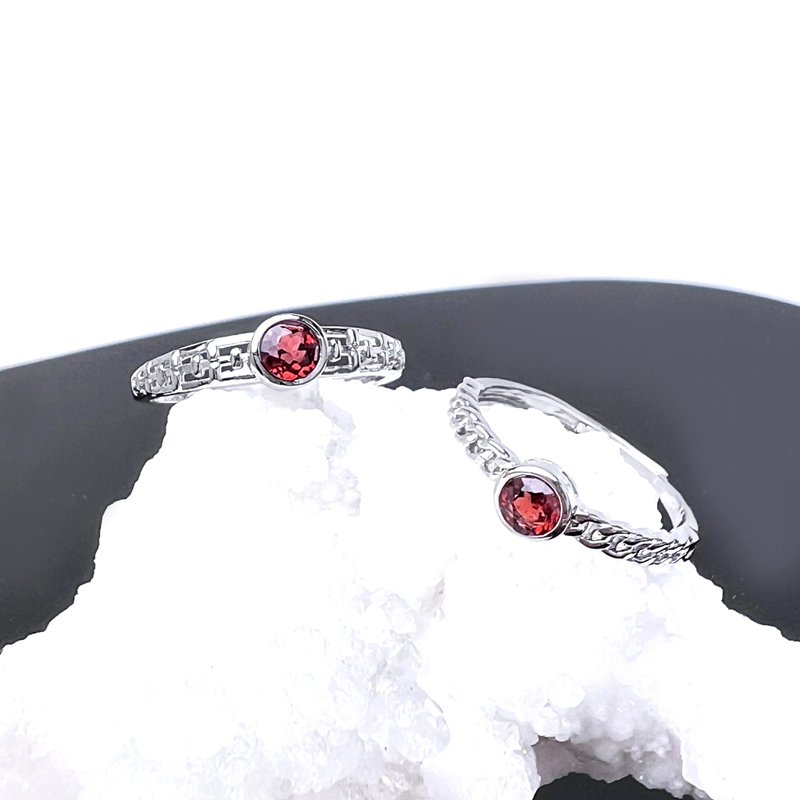 Lucky red. Ring half Silver women's Gemstone healing l red pomegranate l - General Rings - Crystal Red