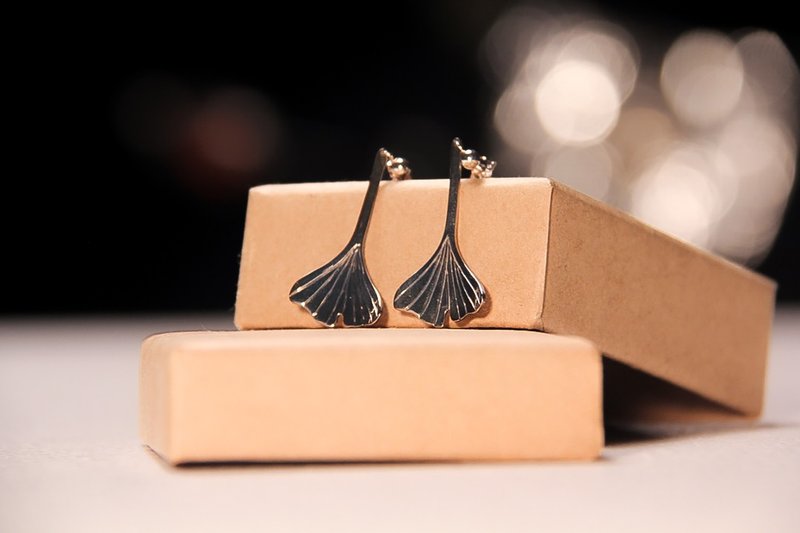 Ginkgo_Long ver. Earrings | 925 Silver - Earrings & Clip-ons - Sterling Silver Silver