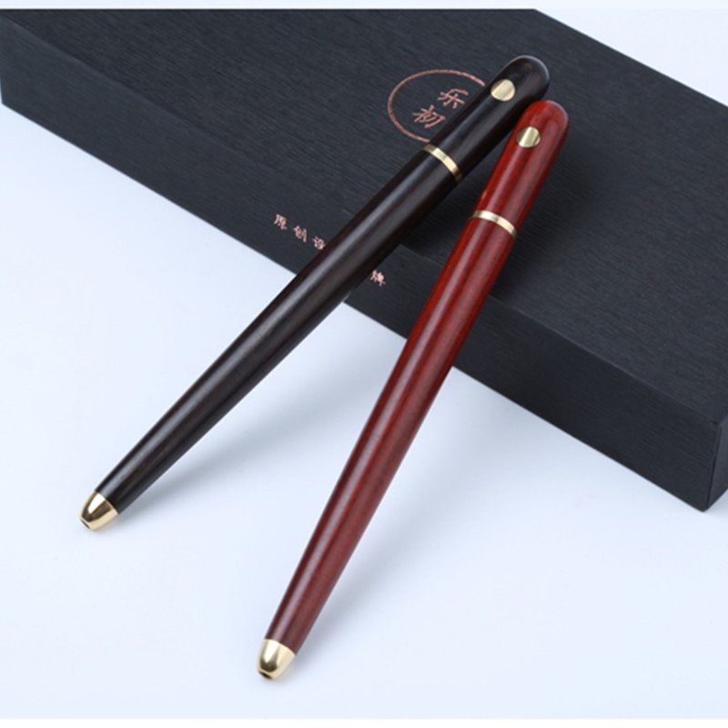 First fountain pen letsdesign Le rotated out of round Bronze core sandalwood pen lets ingenuity Chinese aesthetics - Ballpoint & Gel Pens - Copper & Brass Gold