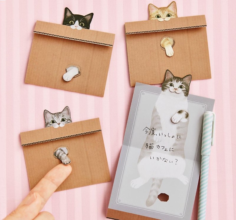 紙 便條紙/便利貼 - 【貓部】愛躲在瓦楞紙箱的貓咪便條紙