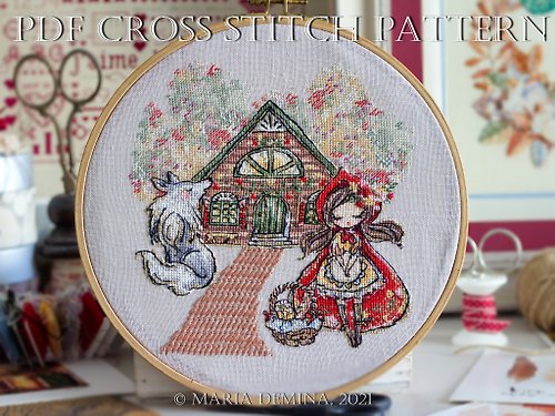 LittleRoomInTheAttic Little Red Riding Hood PDF cross stitch pattern
