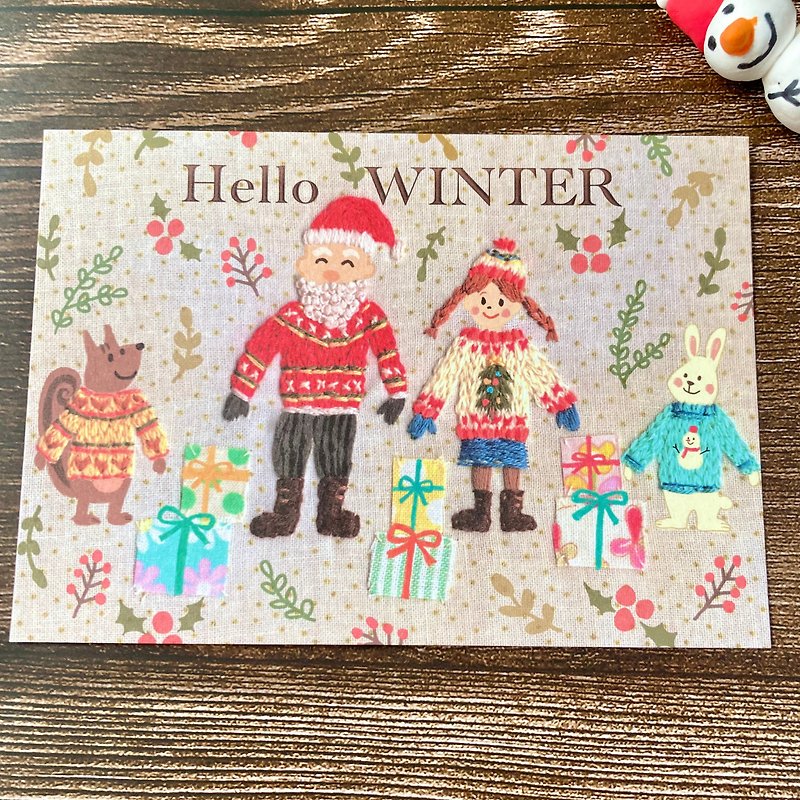 Embroidered photo postcard Hello WINTER No.16 - การ์ด/โปสการ์ด - กระดาษ 