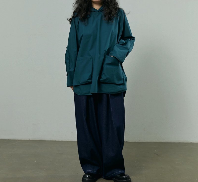 Retro literary youth three-dimensional workwear hooded jacket - เสื้อแจ็คเก็ต - วัสดุอื่นๆ สีเขียว