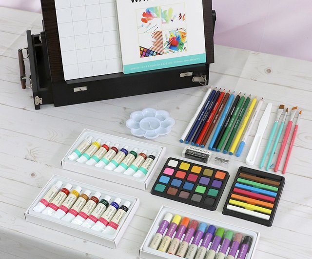 カラーブロック 77 個イーゼル木箱絵画セット卒業ギフト絵画
