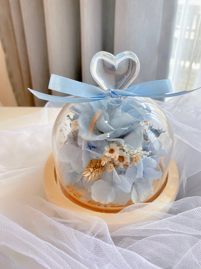 愛麗絲的小花園 小型愛心玻璃花燈 成品 材料包 聖誕節 生日禮 - 乾燥花/永生花 - 植物．花 藍色
