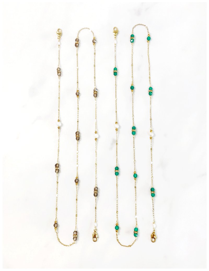 Minertés+ elegant temperament‧necklace/glasses chain/mask chain+ - Necklaces - Semi-Precious Stones Multicolor