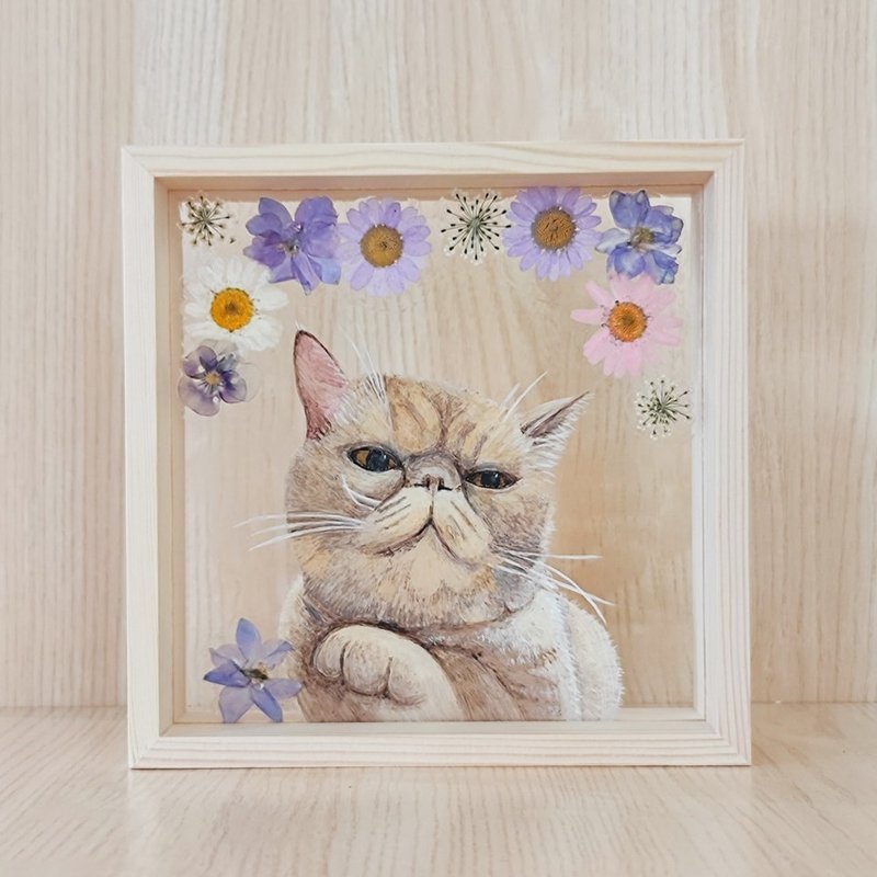 [Customized] Pet cat-dried flower embossed-transparent film photo frame-one or two- - Picture Frames - Plastic 