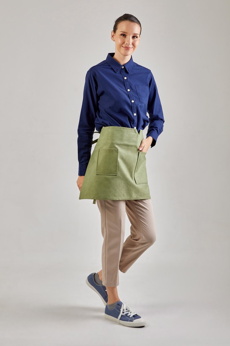 12C Short Apron (Grass Green, เขียวอ่อน) 短圍裙 - 圍裙 - 棉．麻 綠色