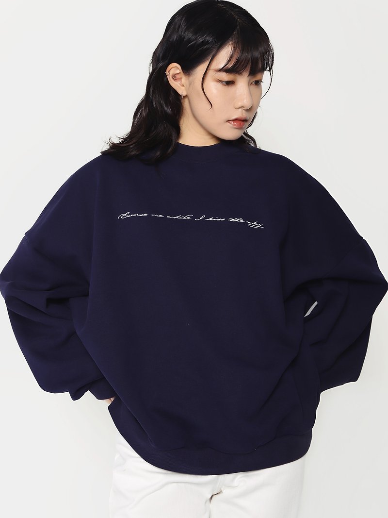 kiss the sky sweatshirt - 中性衛衣/T 恤 - 棉．麻 藍色