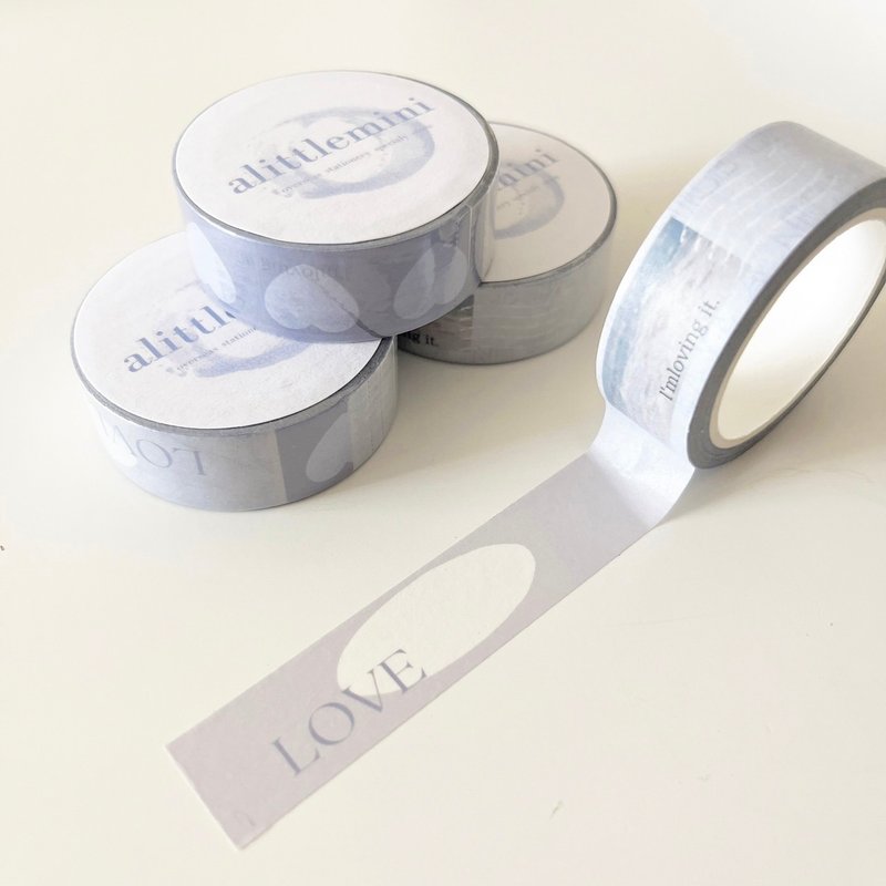 NEW 15mm masking tape design smoke blue - มาสกิ้งเทป - กระดาษ สึชมพู