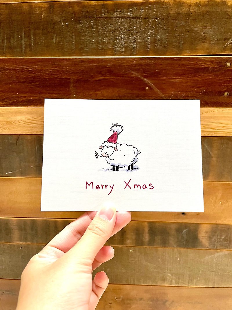 聖誕羊ㄇㄟㄇㄟ - 卡片/明信片 - 紙 紅色