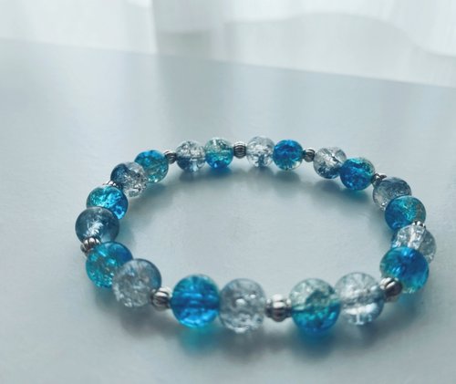 海島製作所 【深海系列】 8MM海藍拼墨綠色裂紋珠手鍊