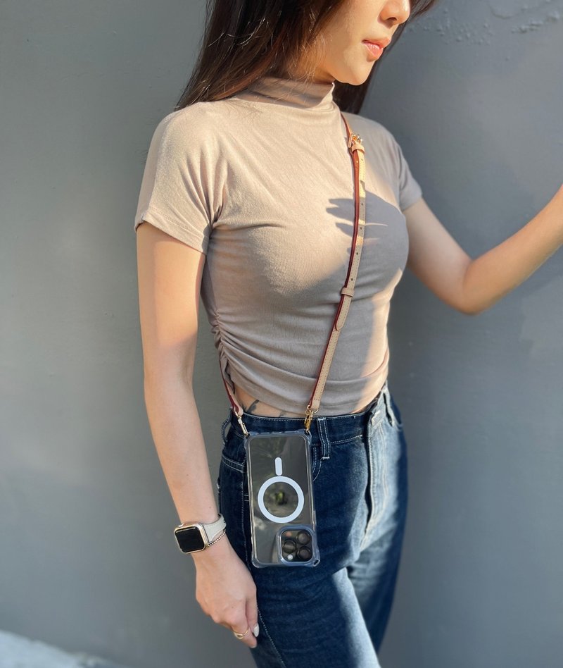 【MISIA】414 Body Strap 植鞣皮革長背帶 - 手機配件 - 真皮 