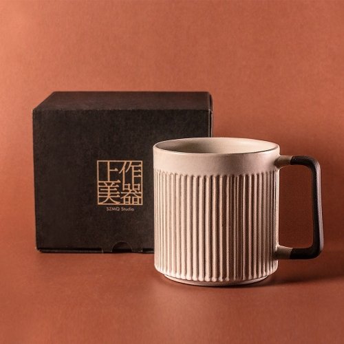 上作美器 粉引白-直紋馬克杯550ml