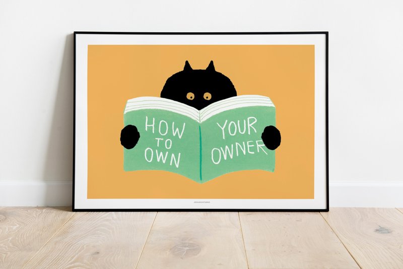 Book Cat poster (A3/A4) - 海報/掛畫/掛布 - 紙 黃色