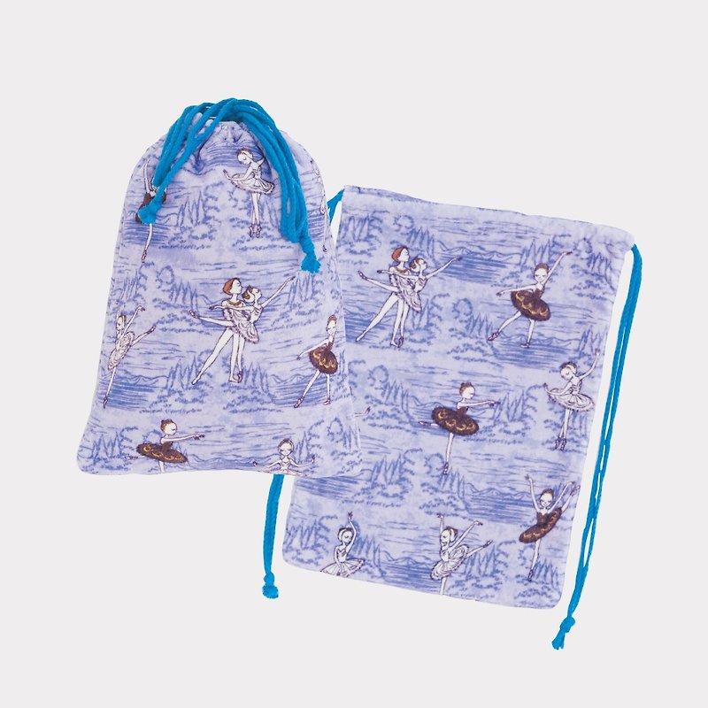 天鵝湖 - 天鵝公主 巾著束口袋-藍紫色 - 水桶包/束口袋 - 棉．麻 藍色