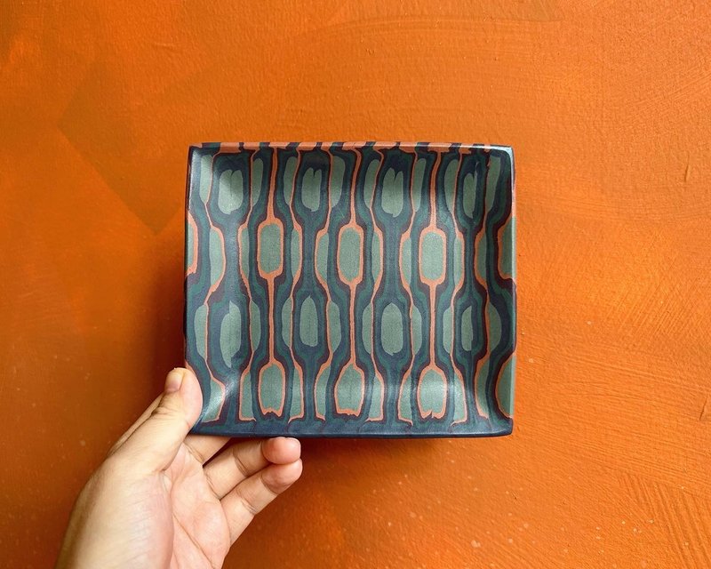 絞胎瓷盤一中世紀摩登 - 碟/盤子/餐盤 - 瓷 藍色