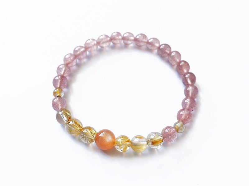 [Ofelia.] Customized high grade titanium crystal x strawberry crystal x sun stone bracelet - Bracelets - Paper Yellow