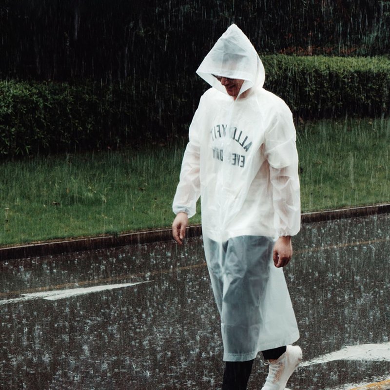 加厚旅行便攜雨衣 三色可選│透明雨衣│雨衣加厚│防水連頭套 - 雨傘/雨衣 - 防水材質 白色