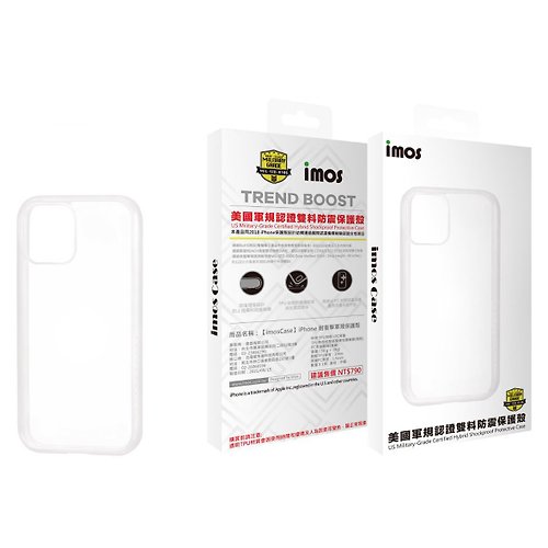 imos 美國康寧玻璃保護貼 imos iPhone13 6.1吋 m系列 美國軍規雙料防震保護殼-透