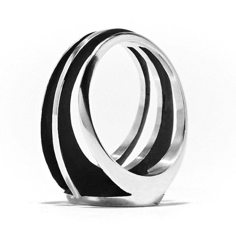 Bold line circle ring - 戒指 - 純銀 銀色