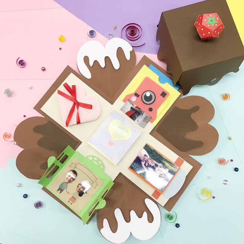 Chocolate Limited Edition Explosion box with 5 easy features Materials Pack - Wood, Bamboo & Paper - Paper Brown