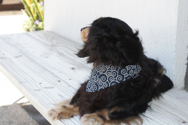 Pet styling triangle scarf fast shipping cat and dog Blue Tanggrass S-5L - Collars & Leashes - Cotton & Hemp Blue
