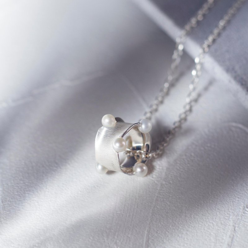 純銀浪帶珍珠項鍊 Silver Reef Necklace  女生禮物 - 項鍊 - 純銀 銀色