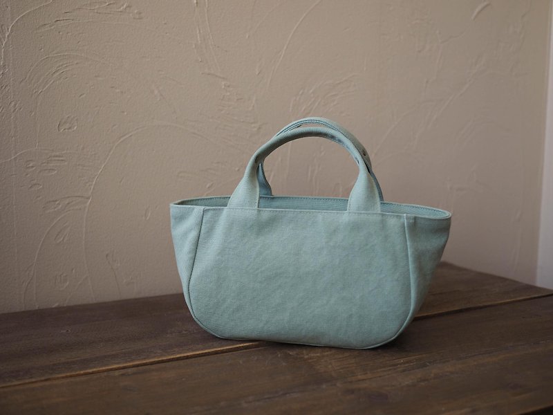 Round tote with lid S mint green - Handbags & Totes - Cotton & Hemp Green