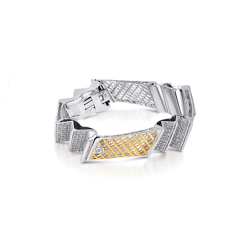 Nalikere Collection Silver Jewelry 925 Yellow Gold Plating with White Topaz - 手鍊/手鐲 - 寶石 銀色